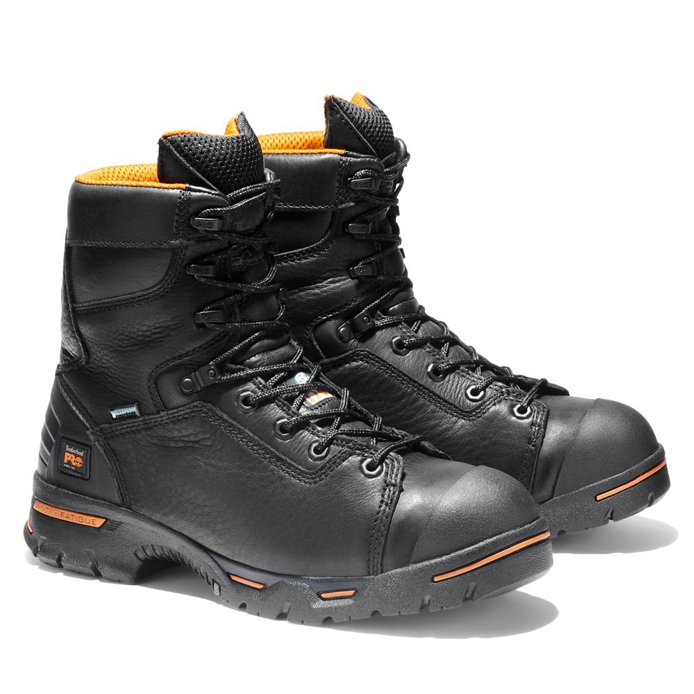 Timberland Μποτακια Εργασίας Ανδρικα Μαυρα - Pro® Endurance 8\" Steel Toe - Greece 5876924-NA